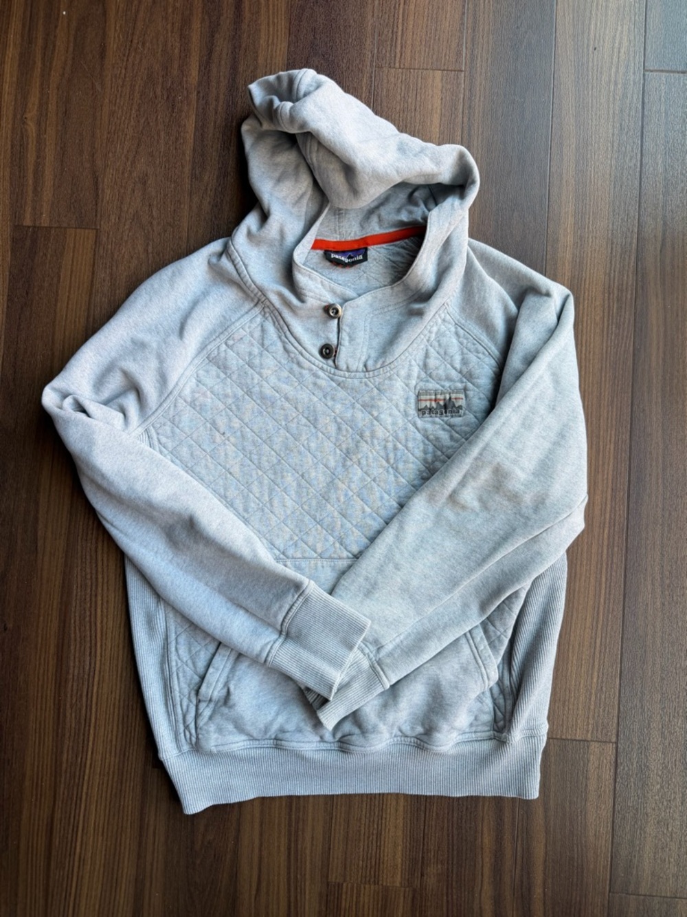 Patagonia Light Gray Quilted Front Hoodie